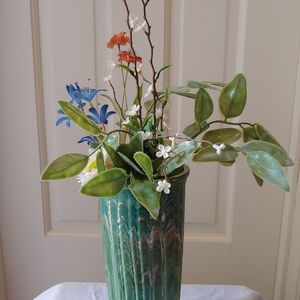 Vase- hand poured acrylic paint. Signed by artist. Shades of Green.